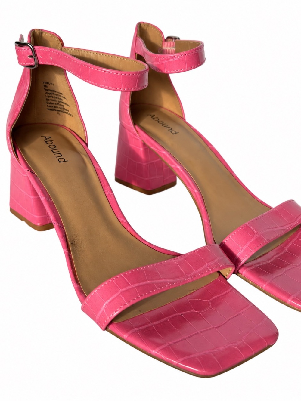 Abound Hot Pink Croc Embossed Block Heel Sandals Size 7